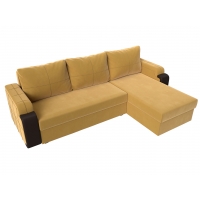 Угловой диван Николь Лайт (микровельвет жёлтый коричневый) - Изображение 2